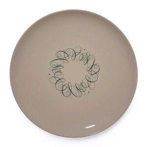 Vintage MCM Dinnerware Platter Teal/Black Swirl Stoneware Speckled 13"